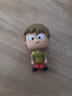 Kids Cartoon Boy Figure Toy - Green Shirt, Red Pants.  Shaggy bobble head